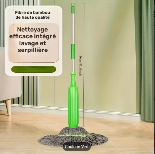 EcoSpin 2 en 1 – Balai Serpillière Bambou Rotatif