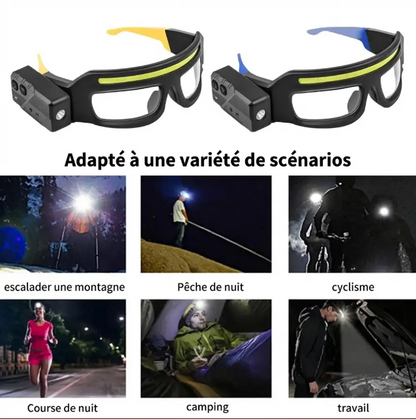 LumiGlass – Lunettes LED Frontale Étanche & Rechargeable USB-C