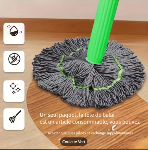 EcoSpin 2 en 1 – Balai Serpillière Bambou Rotatif