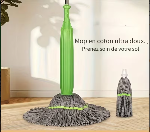 EcoSpin 2 en 1 – Balai Serpillière Bambou Rotatif