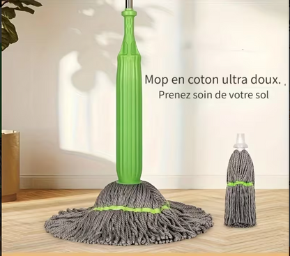 EcoSpin 2 en 1 – Balai Serpillière Bambou Rotatif