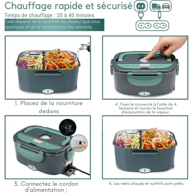 Mini Gamelle Électrique 2 Compartiments – Repas Chaud  Partout.