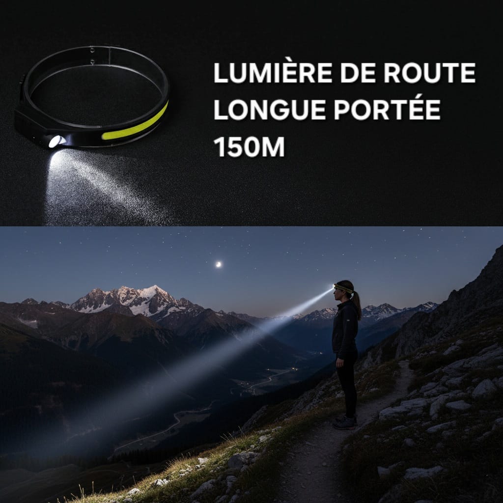 Lampe Frontale Gestuelle 230° | Rechargeable USB