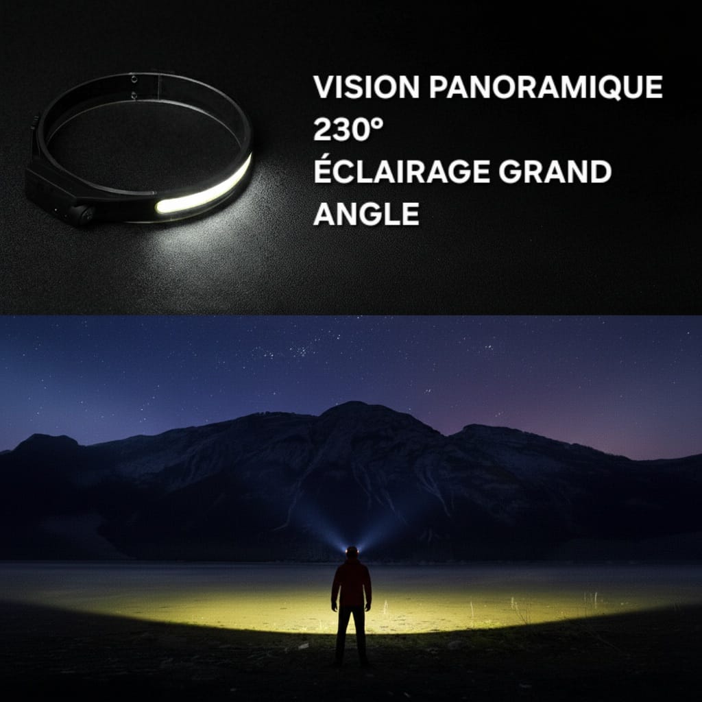 Lampe Frontale Gestuelle 230° | Rechargeable USB