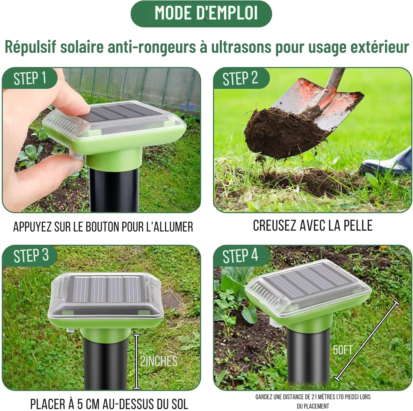 Répulsif Solaire (1 acheter 1 offert) Anti-Nuisibles – Anti-rongeurs / Anti-serpents  Protection Jardin Sans Produits Chimiques