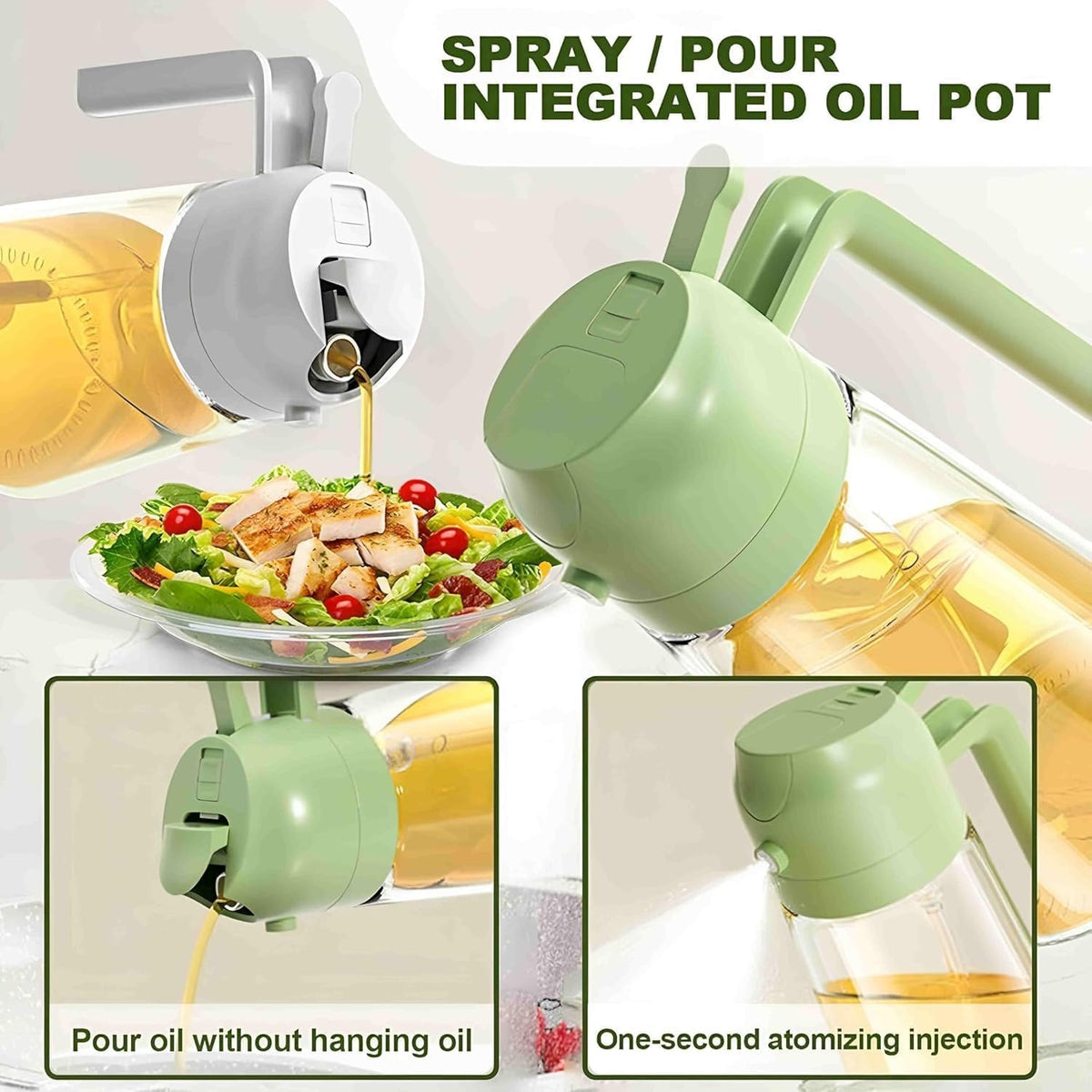 Distributeur d'Huile 2-en-1 – Pulvérisateur & Bec Verseur pour une Cuisine Propre et Sans Gaspillage