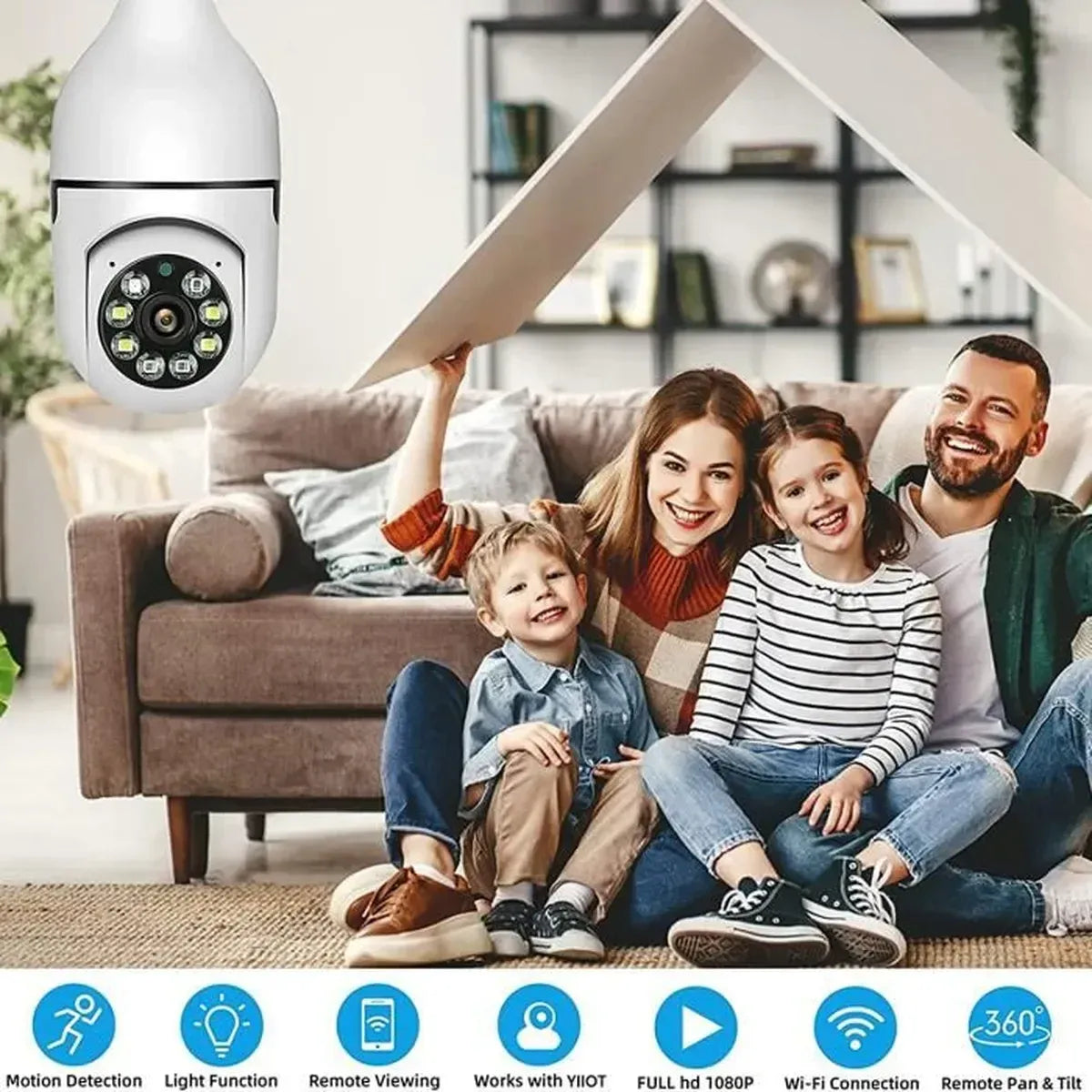 Caméra à ampoule de surveillance WiFi 1080P